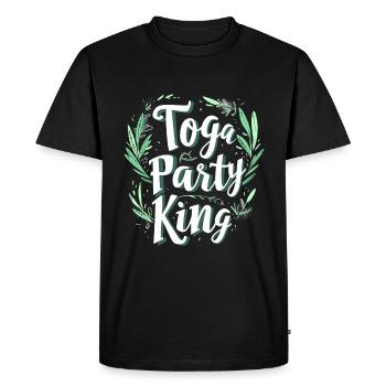 Funny Toga party outfit - Men's Premium Organic T-Shirt - black - Front - Nico (187cm)
