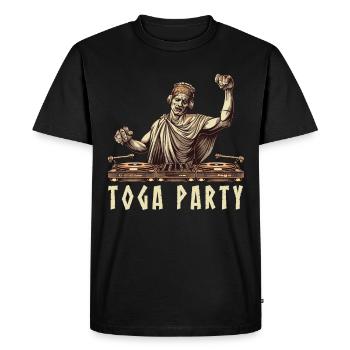 Funny Toga party outfit - Men's Premium Organic T-Shirt - black - Front - Nico (187cm)