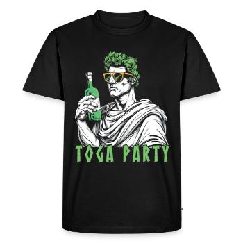Funny Toga party outfit - Men's Premium Organic T-Shirt - black - Front - Nico (187cm)