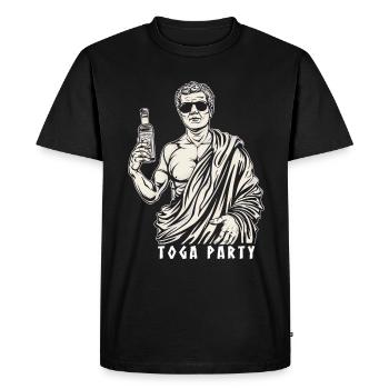 Funny Toga party outfit - Men's Premium Organic T-Shirt - black - Front - Nico (187cm)