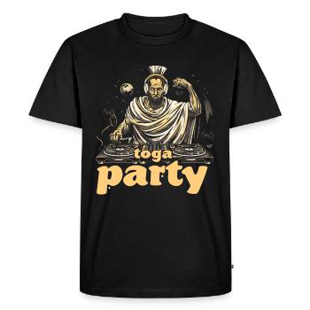 Funny Toga party outfit - Men's Premium Organic T-Shirt - black - Front - Nico (187cm)