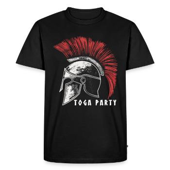 Funny Toga party outfit - Men's Premium Organic T-Shirt - black - Front - Nico (187cm)
