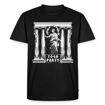 Funny Toga party outfit - Men's Premium Organic T-Shirt - black - Front - Nico (187cm)