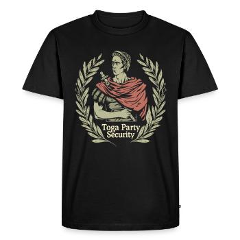 Funny Toga party outfit - Men's Premium Organic T-Shirt - black - Front - Nico (187cm)