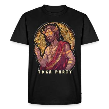Funny Toga party outfit - Men's Premium Organic T-Shirt - black - Front - Nico (187cm)