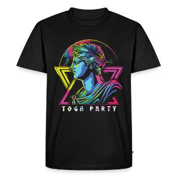 Funny Toga party outfit - Men's Premium Organic T-Shirt - black - Front - Nico (187cm)