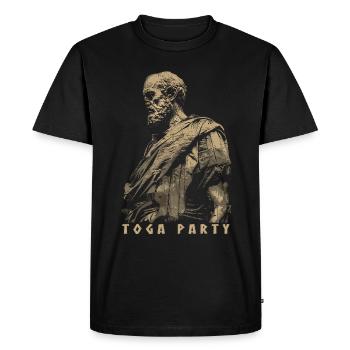 Funny Toga party outfit - Men's Premium Organic T-Shirt - black - Front - Nico (187cm)