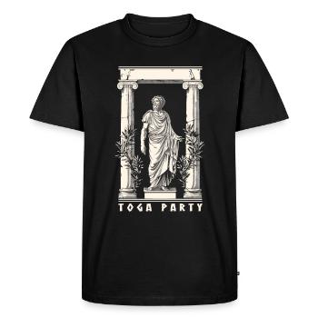 Funny Toga party outfit - Men's Premium Organic T-Shirt - black - Front - Nico (187cm)