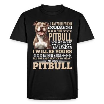 Propriétaire de chien Pitbull Terrier - T-shirt Premium bio Homme - noir - Devant - Nico (187cm)