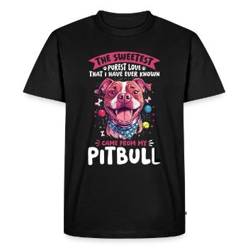 Propriétaire de chien Pitbull Terrier - T-shirt Premium bio Homme - noir - Devant - Nico (187cm)