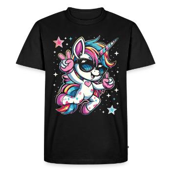 Licorne mignonne, licornes colorées - T-shirt Premium bio Homme - noir - Devant - Nico (187cm)
