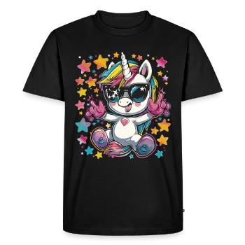 Licorne mignonne, licornes colorées - T-shirt Premium bio Homme - noir - Devant - Nico (187cm)