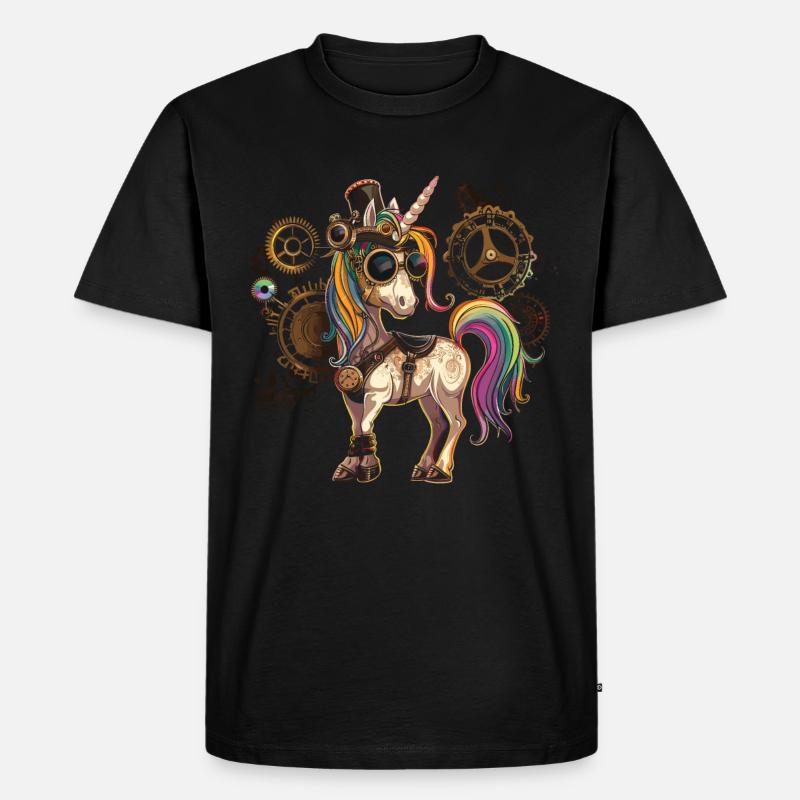 Steampunk Zubehör Steampunk Einhorn - Männer Premium Bio T-Shirt - Schwarz