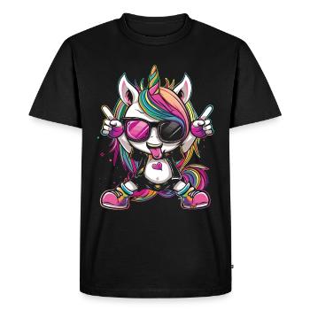 Licorne mignonne, licornes colorées - T-shirt Premium bio Homme - noir - Devant - Nico (187cm)
