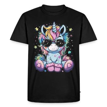 Licorne mignonne, licornes colorées - T-shirt Premium bio Homme - noir - Devant - Nico (187cm)