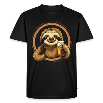 Sloth Beer Beer Drinker - Men's Premium Organic T-Shirt - black - Front - Nico (187cm)