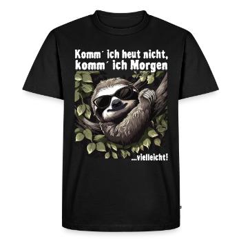 Sloth Office Work Colleague Funny - Men's Premium Organic T-Shirt - black - Front - Nico (187cm)