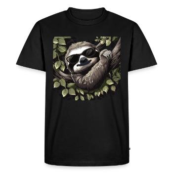 Sloth Office Work Colleague Funny - Men's Premium Organic T-Shirt - black - Front - Nico (187cm)