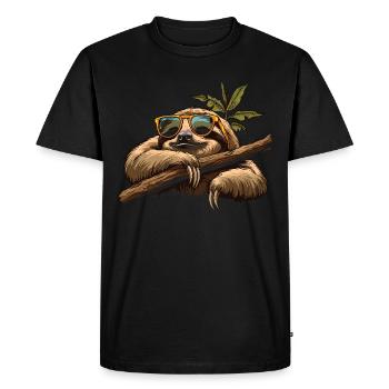 Sloth Office Work Colleague Funny - Men's Premium Organic T-Shirt - black - Front - Nico (187cm)