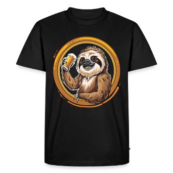 Sloth Beer Beer Drinker - Men's Premium Organic T-Shirt - black - Front - Nico (187cm)