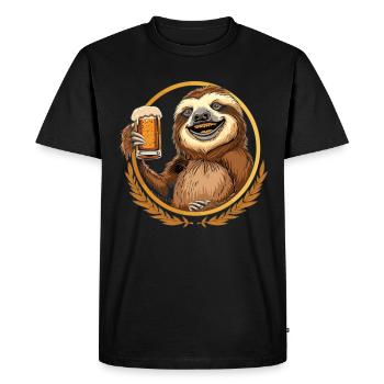 Sloth Beer Beer Drinker - Men's Premium Organic T-Shirt - black - Front - Nico (187cm)
