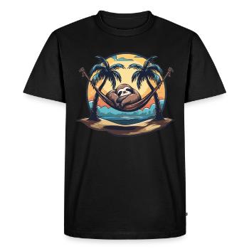 Sloth Hammock, Beach, Chill - Men's Premium Organic T-Shirt - black - Front - Nico (187cm)