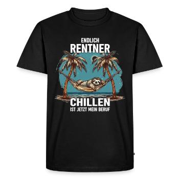 "Finally Pensioner" Chilling Sloth - Men's Premium Organic T-Shirt - black - Front - Nico (187cm)