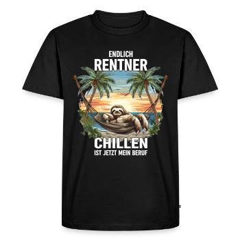 "Finally Pensioner" Chilling Sloth - Men's Premium Organic T-Shirt - black - Front - Nico (187cm)