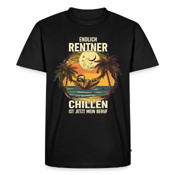 "Finally Pensioner" Chilling Sloth - Men's Premium Organic T-Shirt - black - Front - Nico (187cm)