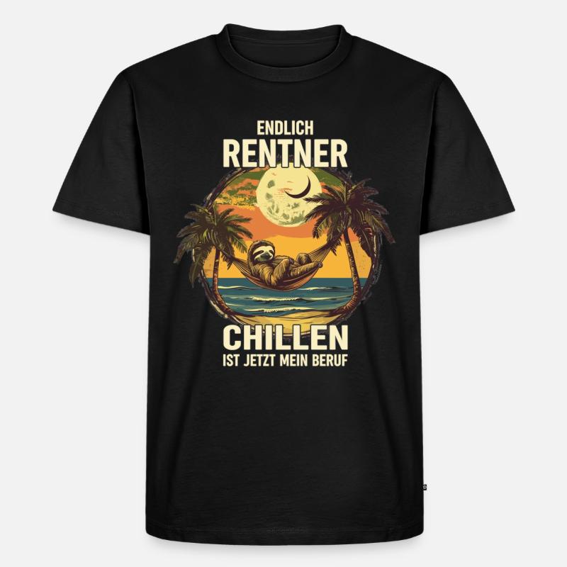 "Endlich Rentner" Chillen Faultier - Männer Premium Bio T-Shirt - Schwarz