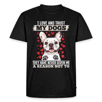 Bouledogue français Frenchie Propriétaire de chien - T-shirt Premium bio Homme - noir - Devant - Nico (187cm)