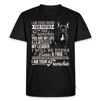 Bouledogue français Frenchie Propriétaire de chien - T-shirt Premium bio Homme - noir - Devant - Nico (187cm)