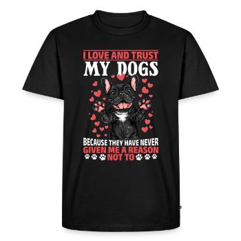 Bouledogue français Frenchie Propriétaire de chien - T-shirt Premium bio Homme - noir - Devant - Nico (187cm)
