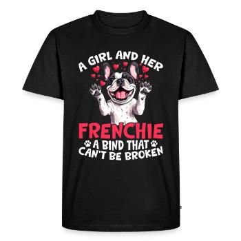 Bouledogue français Frenchie Propriétaire de chien - T-shirt Premium bio Homme - noir - Devant - Nico (187cm)