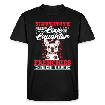 Bouledogue français Frenchie Propriétaire de chien - T-shirt Premium bio Homme - noir - Devant - Nico (187cm)