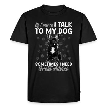 Bouledogue français Frenchie Propriétaire de chien - T-shirt Premium bio Homme - noir - Devant - Nico (187cm)