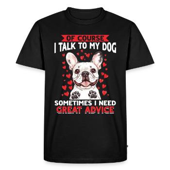 Bouledogue français Frenchie Propriétaire de chien - T-shirt Premium bio Homme - noir - Devant - Nico (187cm)