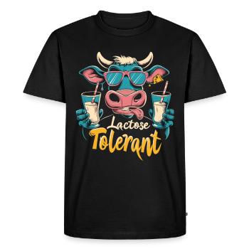 Lactose tolerant - Men's Premium Organic T-Shirt - black - Front - Nico (187cm)