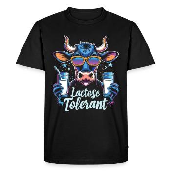 Lactose tolerant - Men's Premium Organic T-Shirt - black - Front - Nico (187cm)