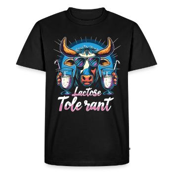 Lactose tolerant - Men's Premium Organic T-Shirt - black - Front - Nico (187cm)