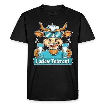 Lactose tolerant - Men's Premium Organic T-Shirt - black - Front - Nico (187cm)