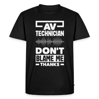 Drôle de technicien audiovisuel AV Tec - T-shirt Premium bio Homme - noir - Devant - Nico (187cm)