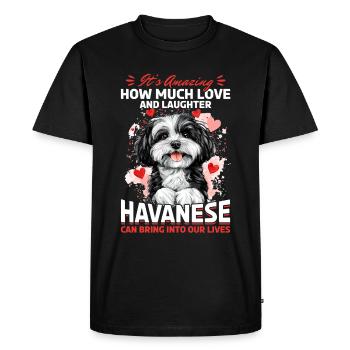 Mignon propriétaire de chien havanais - T-shirt Premium bio Homme - noir - Devant - Nico (187cm)