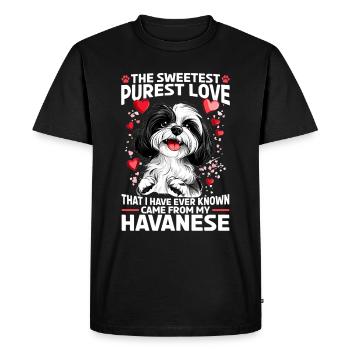 Mignon propriétaire de chien havanais - T-shirt Premium bio Homme - noir - Devant - Nico (187cm)