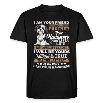 Mignon propriétaire de chien havanais - T-shirt Premium bio Homme - noir - Devant - Nico (187cm)