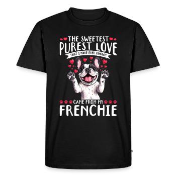 Bouledogue français Frenchie Propriétaire de chien - T-shirt Premium bio Homme - noir - Devant - Nico (187cm)