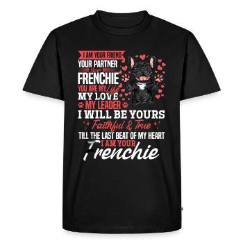 Bouledogue français Frenchie Propriétaire de chien - T-shirt Premium bio Homme - noir - Devant - Nico (187cm)