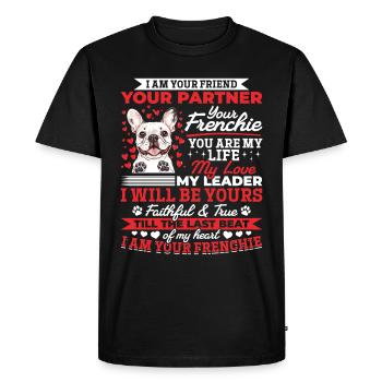 Bouledogue français Frenchie Propriétaire de chien - T-shirt Premium bio Homme - noir - Devant - Nico (187cm)