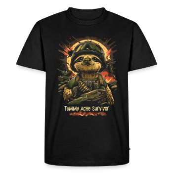 Funny Sloth Meme Stomach Ache - Men's Premium Organic T-Shirt - black - Front - Nico (187cm)