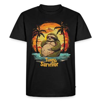 Funny Sloth Meme Stomach Ache - Men's Premium Organic T-Shirt - black - Front - Nico (187cm)